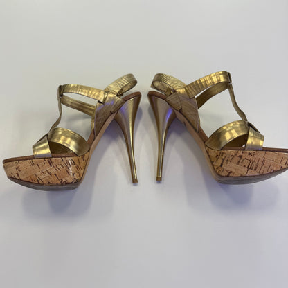 Miu Miu gold leather platform sandals (USED NO BOX)
