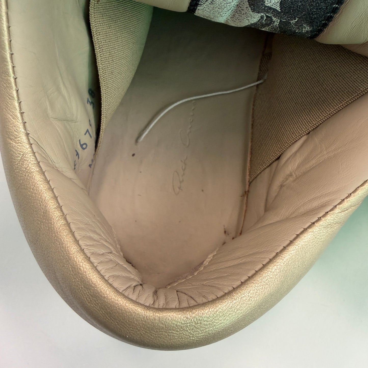 Rick Owens Padded Jumbo Lace Leather Ramone Low Gold Milk (Used)