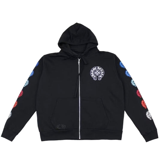 Chrome Hearts Multicolor Horseshoe Zip Up Hoodie Black