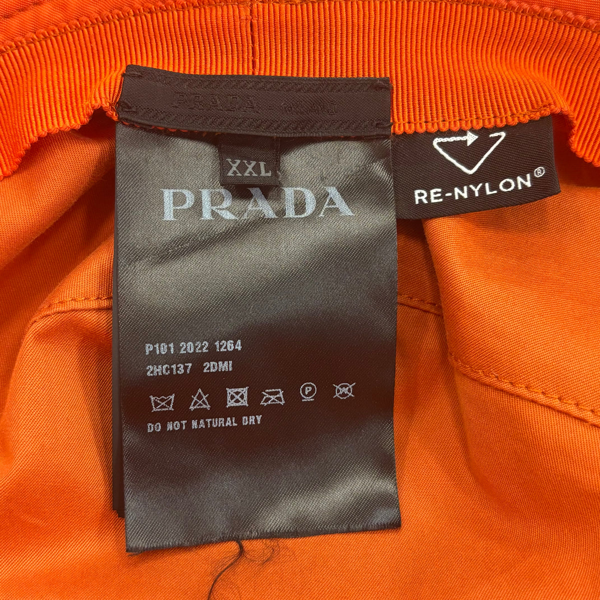 Prada Re-Nylon Logo Orange Bucket Hat