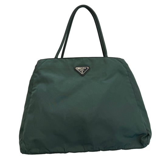 Prada Nylon Vintage Tote Bag Green/Silver