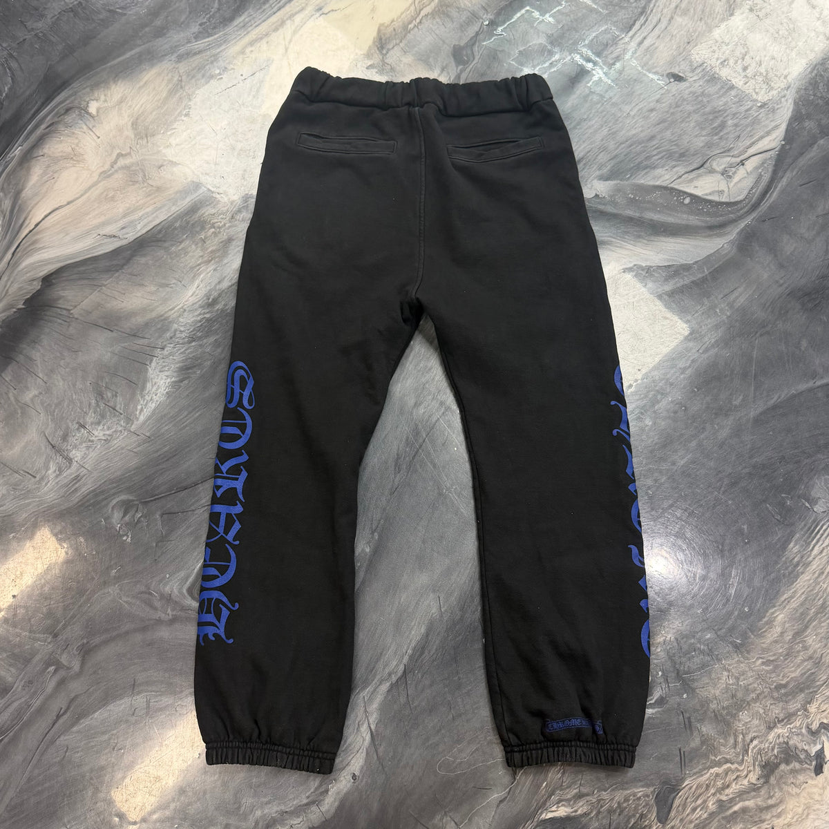Chrome Hearts Online Exclusive Black & Blue Horseshoe Logo Sweatpants