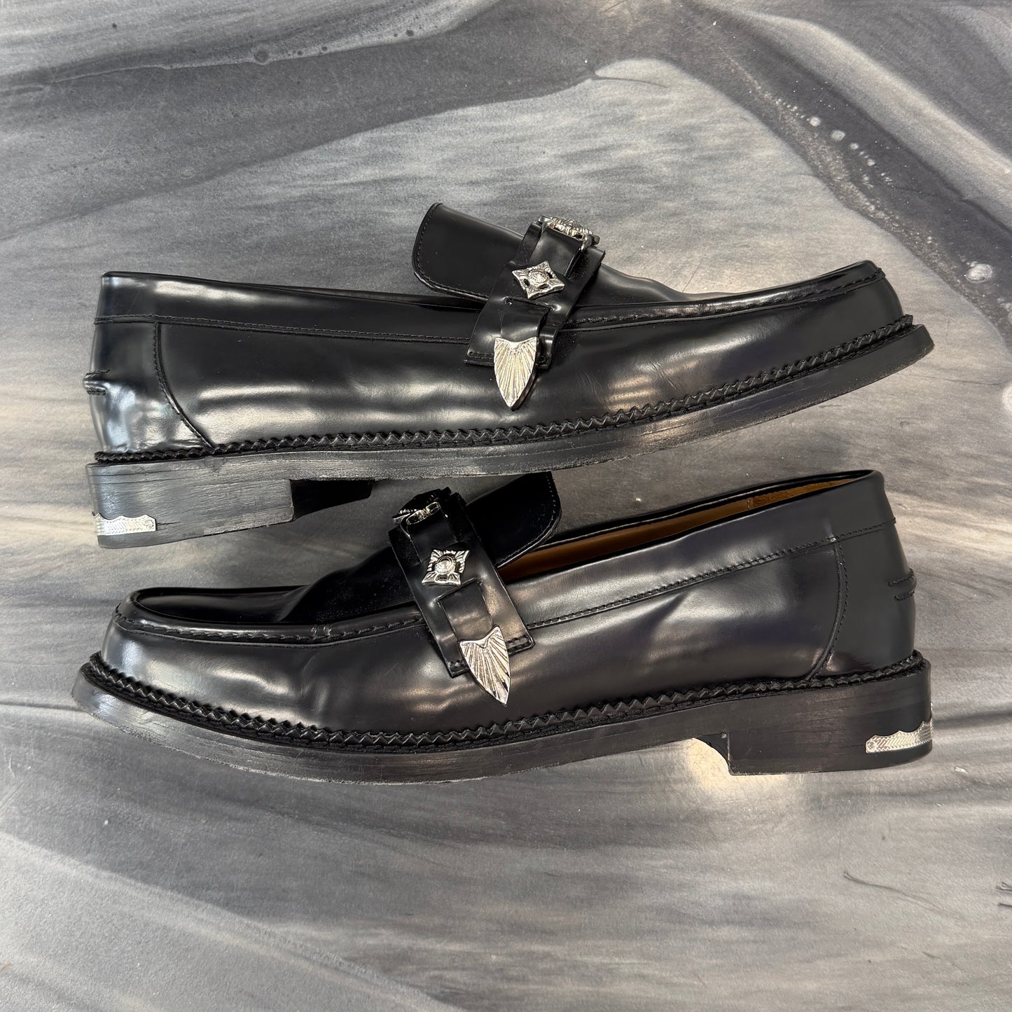 TOGA VIRILIS Black Metal Loafers (Used)(No Box)