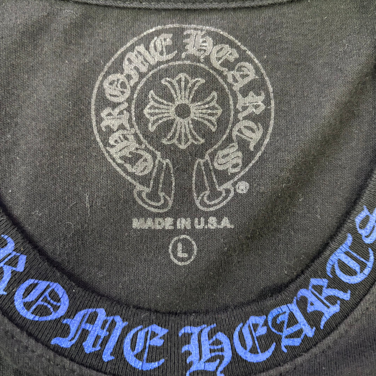 Chrome Hearts Neck Logo Pocket Tee in Black and Blue