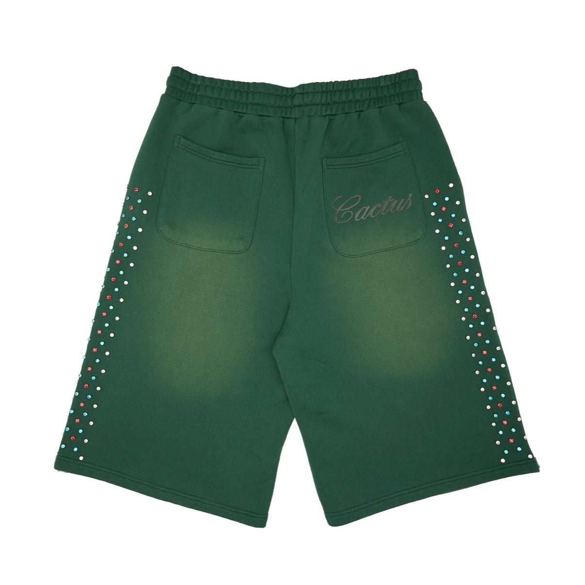 AZVA HIDDEN CRYSTAL SWEAT SHORTS GREEN