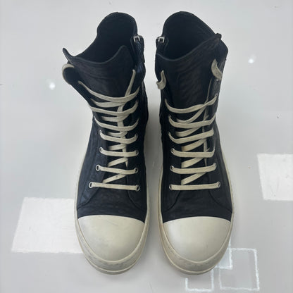 Rick Owens High-Top Black Pebbled Lamb Leather Ramone (USED)