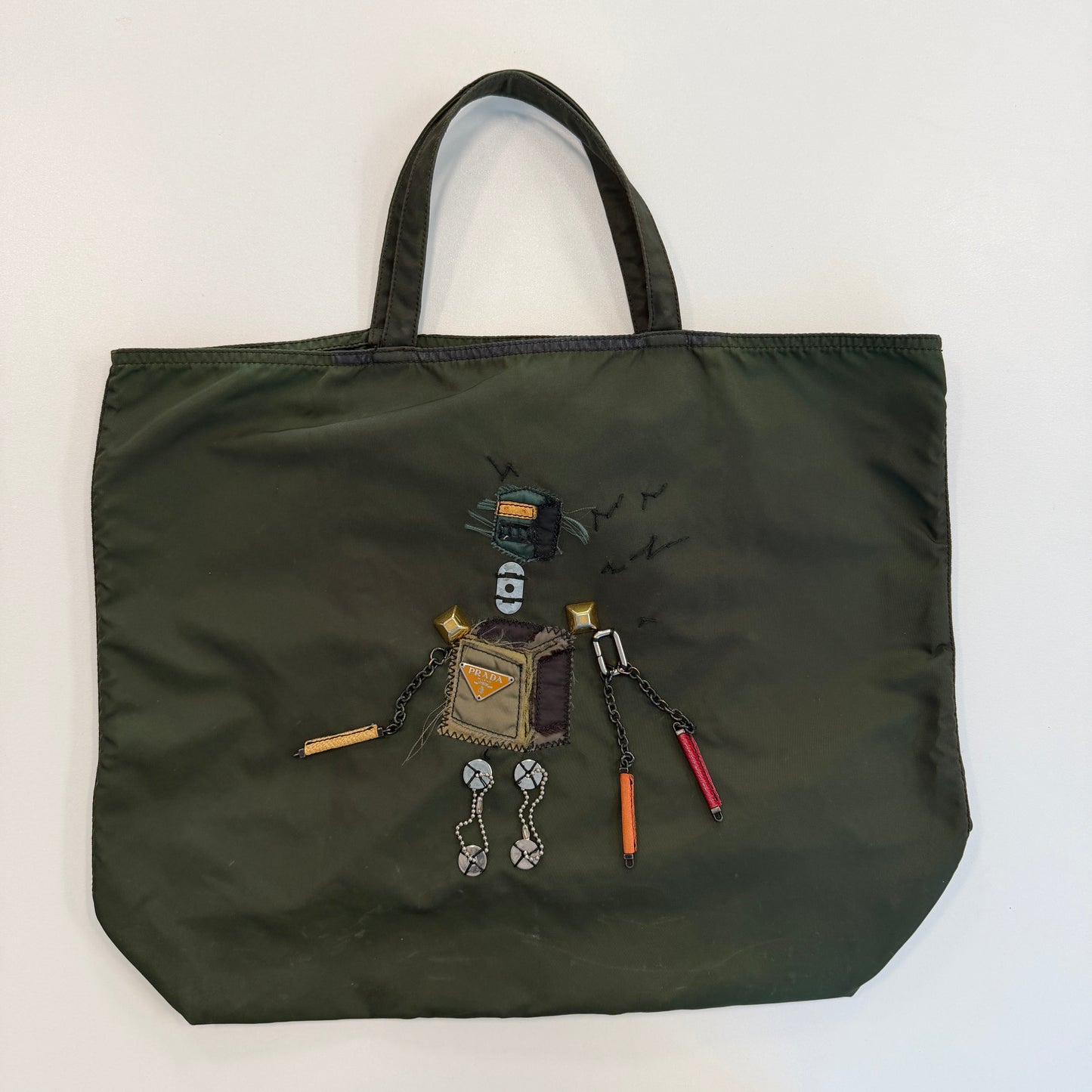 Prada Tessuto Robot Green Nylon Tote Bag