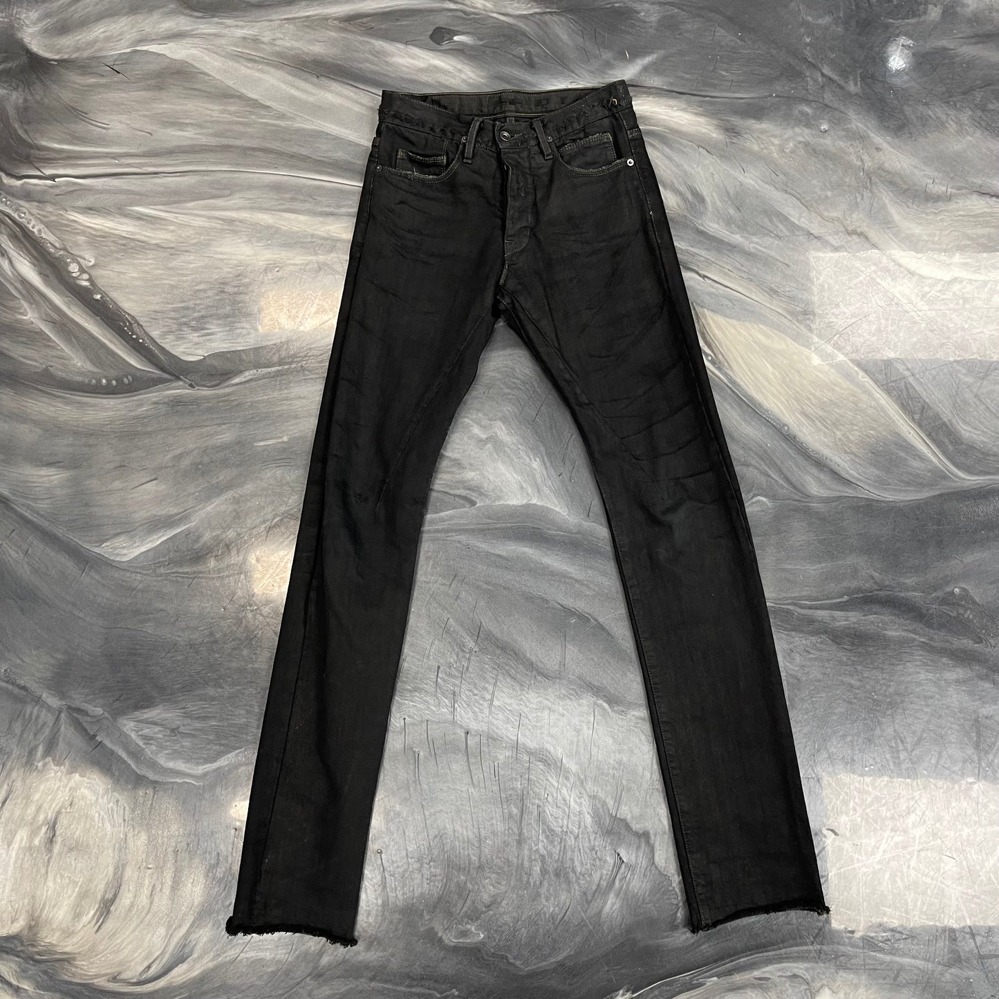 Rick Owens Black Waxed Detroit Jeans