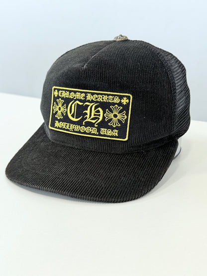 Chrome Hearts Hollywood Corduroy Trucker Hat 'Black/Gold'