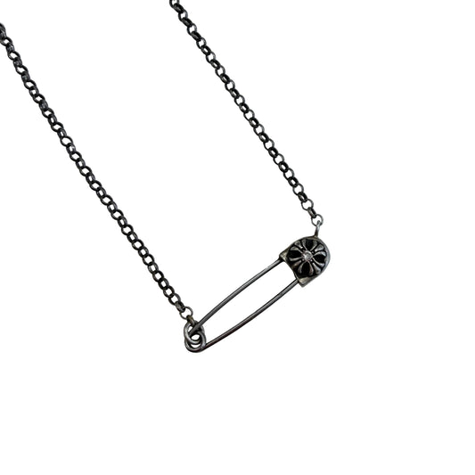 Chrome Hearts Diamond Safety Pin Necklace