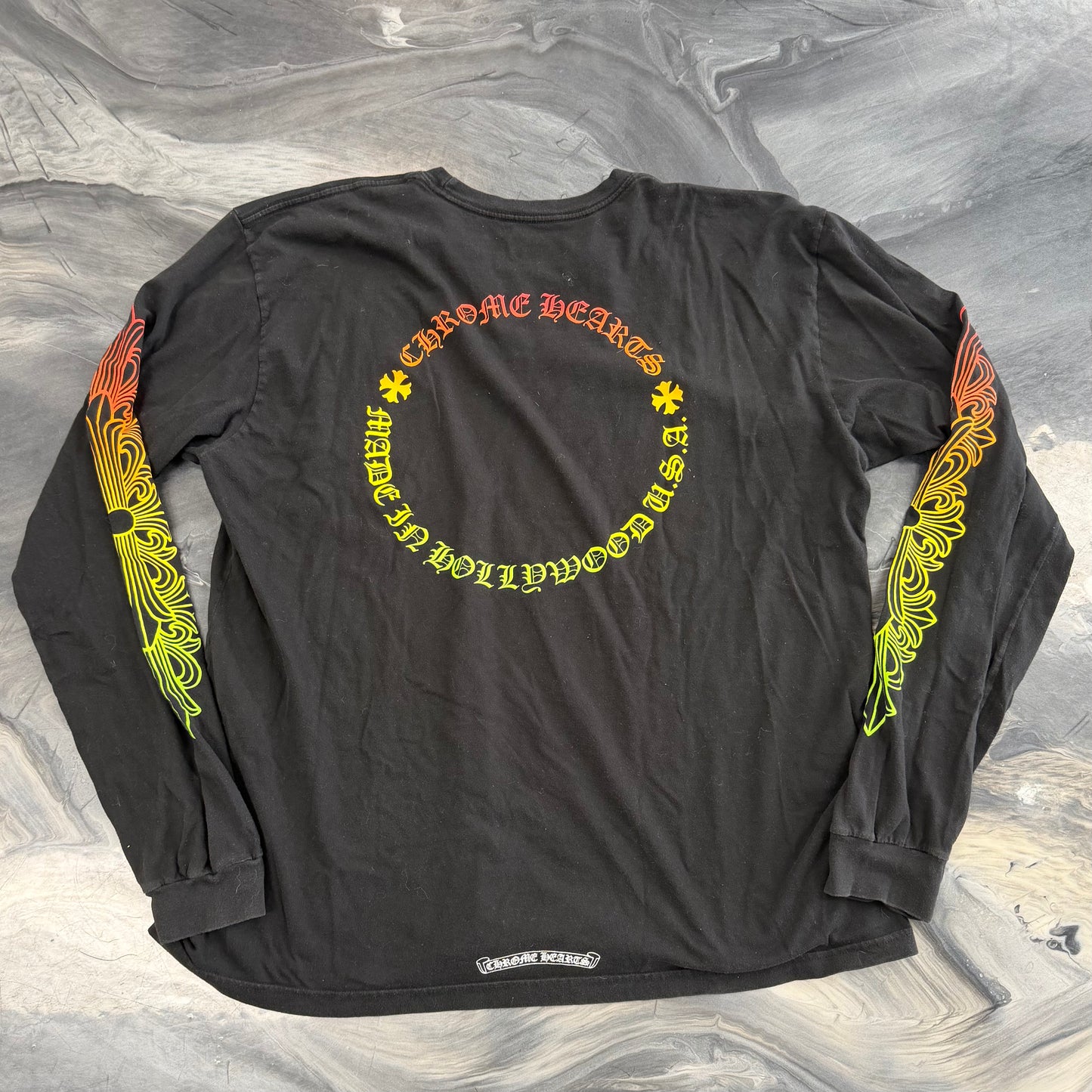 Chrome Hearts Floral Sleeve Gradient Long-Sleeve T-Shirt