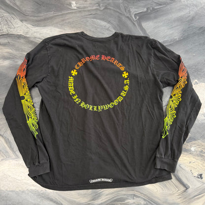 Chrome Hearts Floral Sleeve Gradient Long-Sleeve T-Shirt