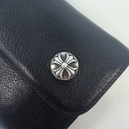 Chrome Hearts Wave Wallet Silver Cross Plus
Black Leather With Dagger Zippers