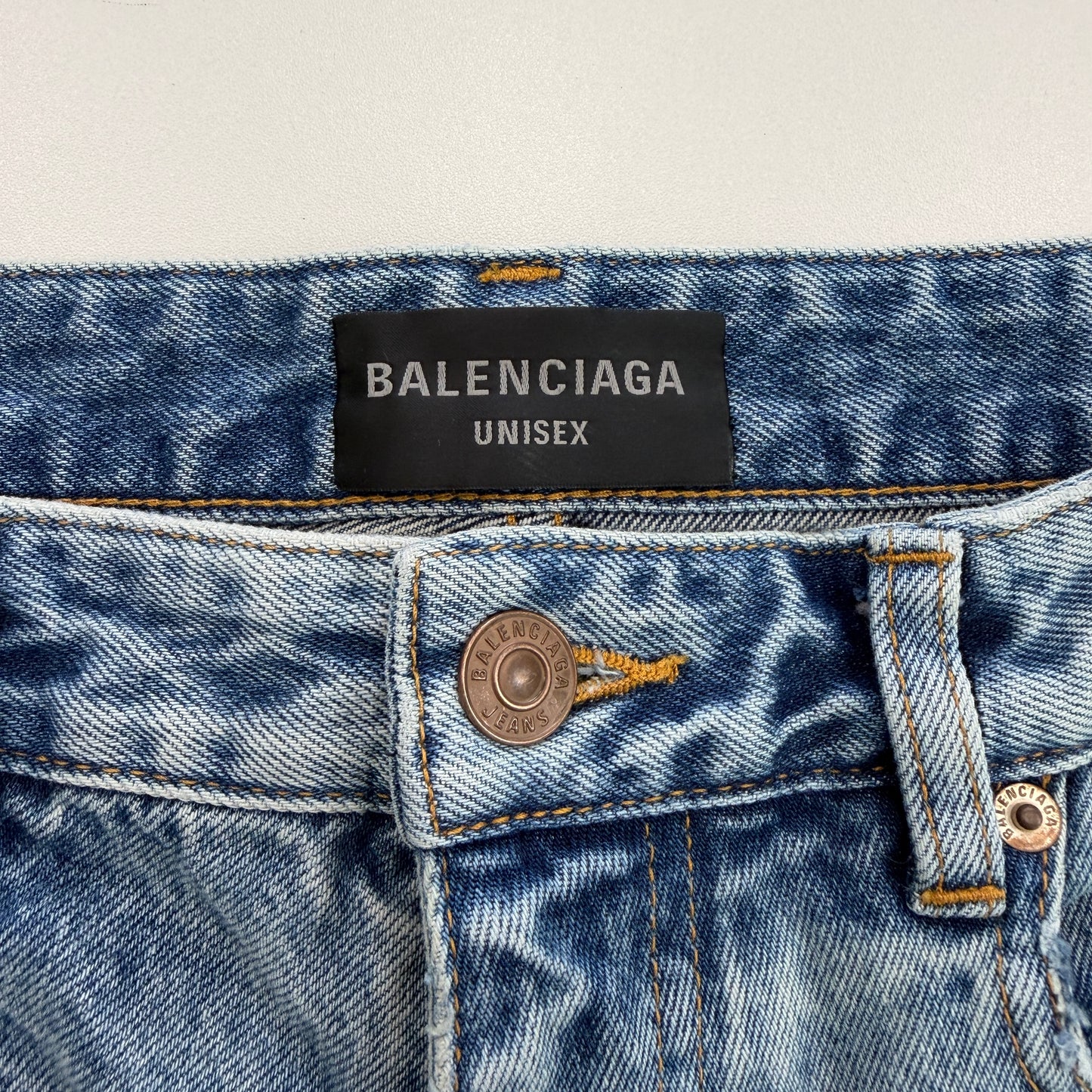 Balenciaga Wide Leg Skater Denim Shorts