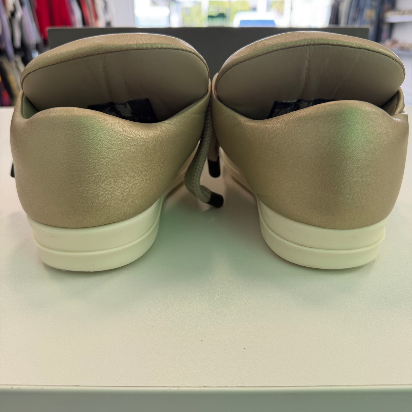 Rick Owens Padded Jumbo Lace Leather Ramone Low Gold Milk (Used)