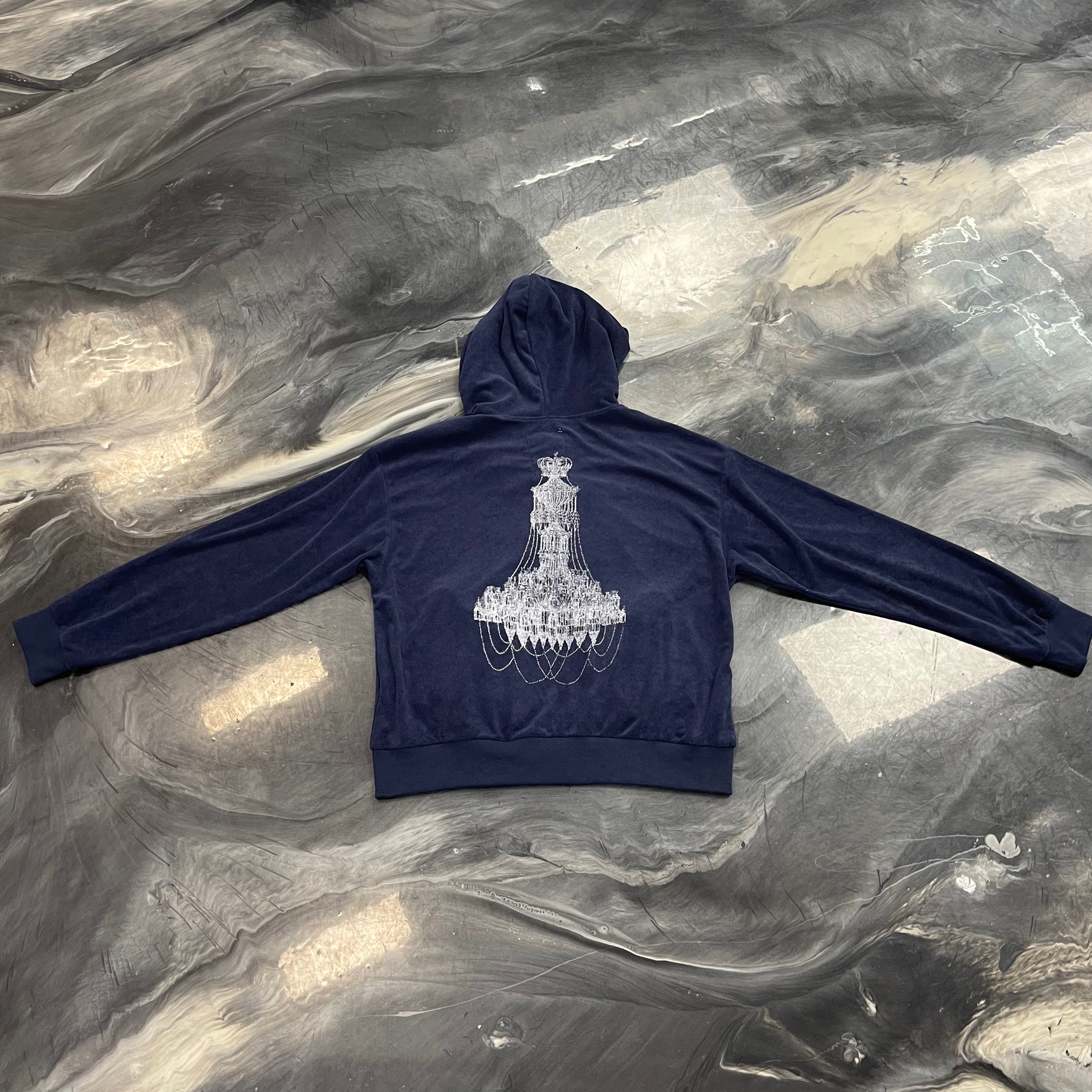 トップス Basketcase CHANDELIER, velour zip up Basketcase Gallery Chandelier velour zip-up hoodie – FTL- Cold