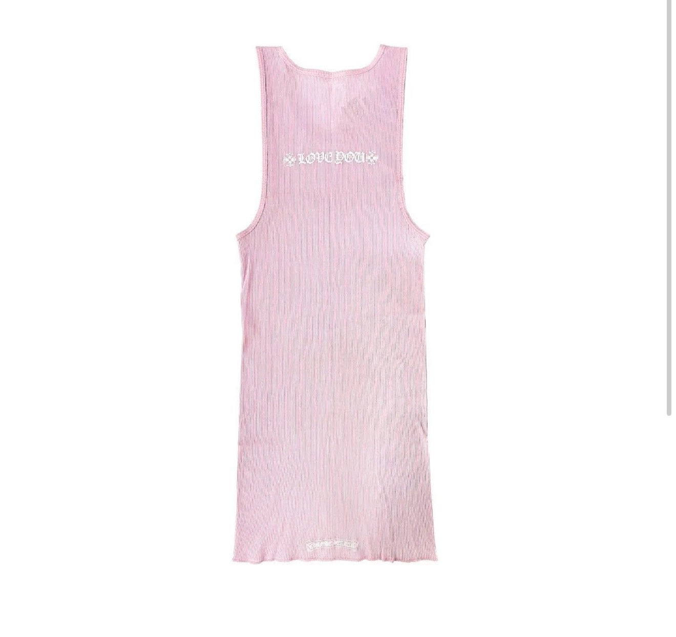 Chrome Hearts Pink LOVE YOU Neck Rib Tank Top