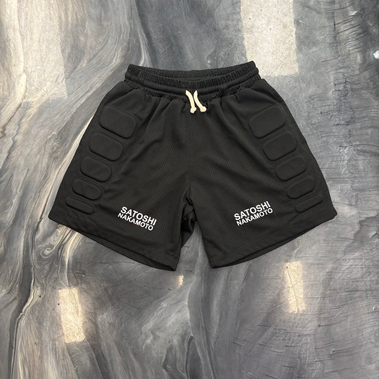 Satoshi Nakamoto Black Padding Moto Shorts