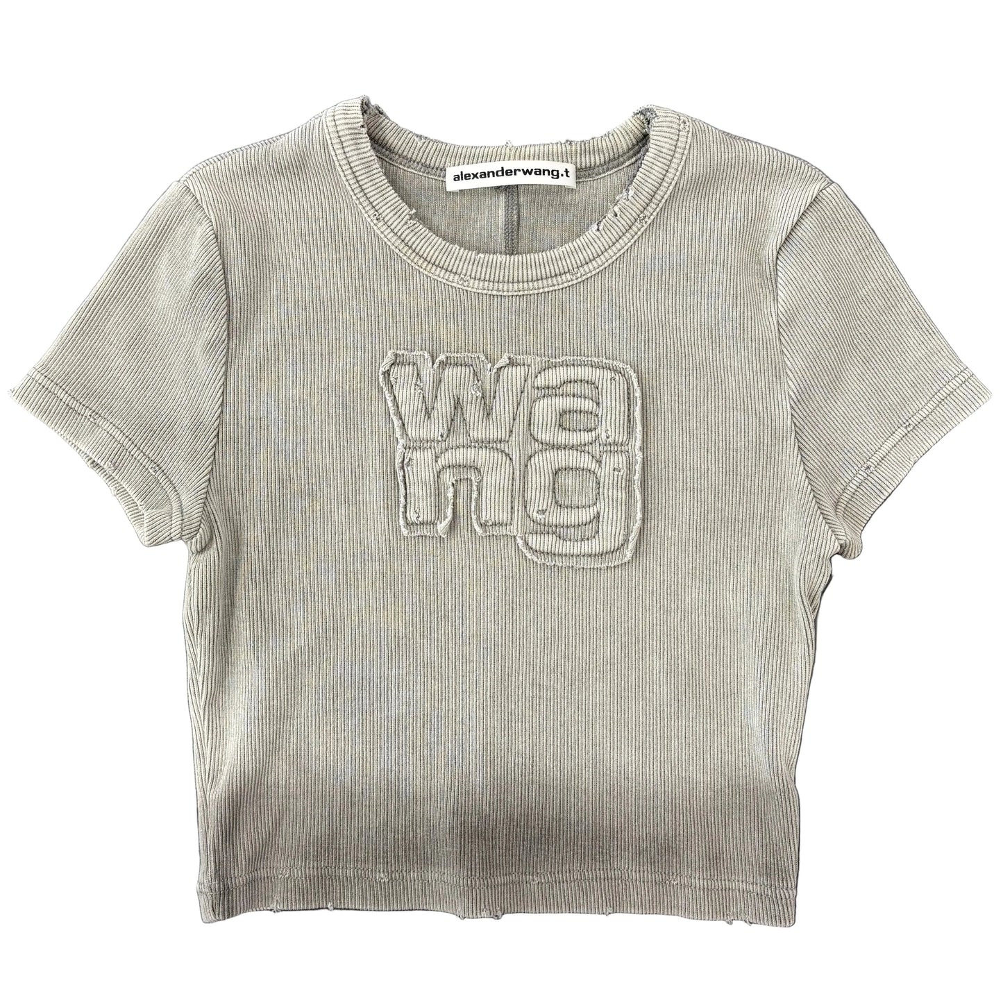 Alexander Wang Women’s Distressed Edge Rib Baby Tee Grey