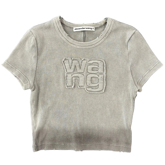 Alexander Wang Women’s Distressed Edge Rib Baby Tee Grey
