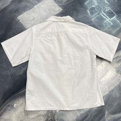 Prada white cotton poplin bowling shirt