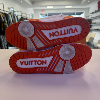 Louis Vuitton Trainer Low 'Velcro Strap - Orange Monogram Denim' (Used)
