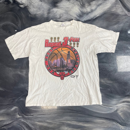 1998 Starter Chicago Bulls "Repeat 3-Peat" NBA Championship Vintage Tee