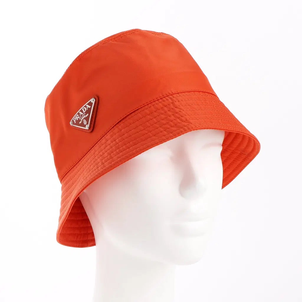 Prada Re-Nylon Logo Orange Bucket Hat