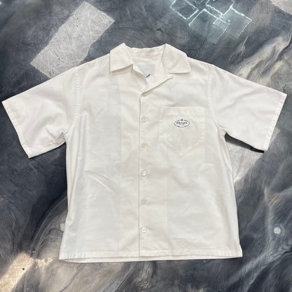 Prada white cotton poplin bowling shirt