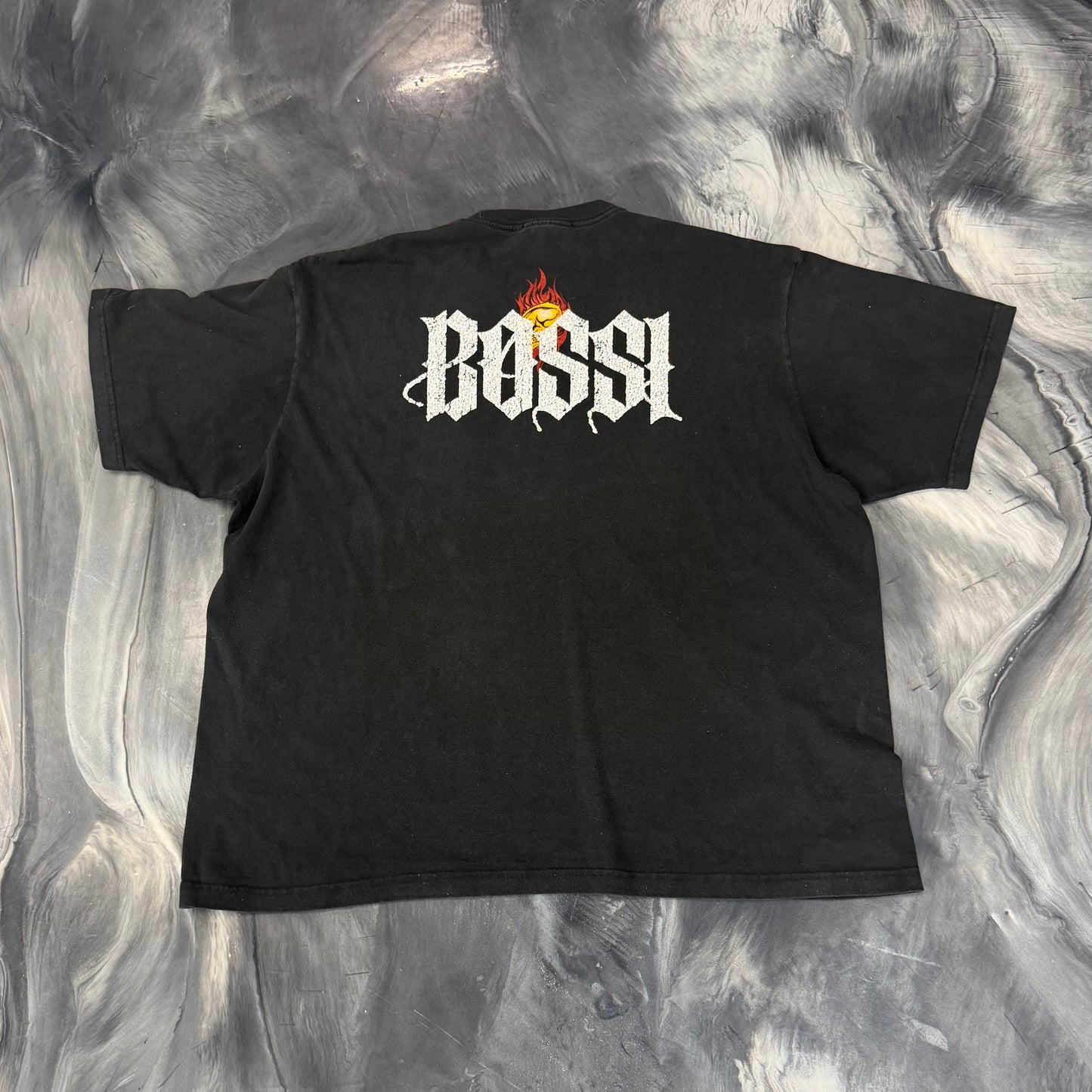 Bossi Vintage Rhinestone Flaming Skull Tee