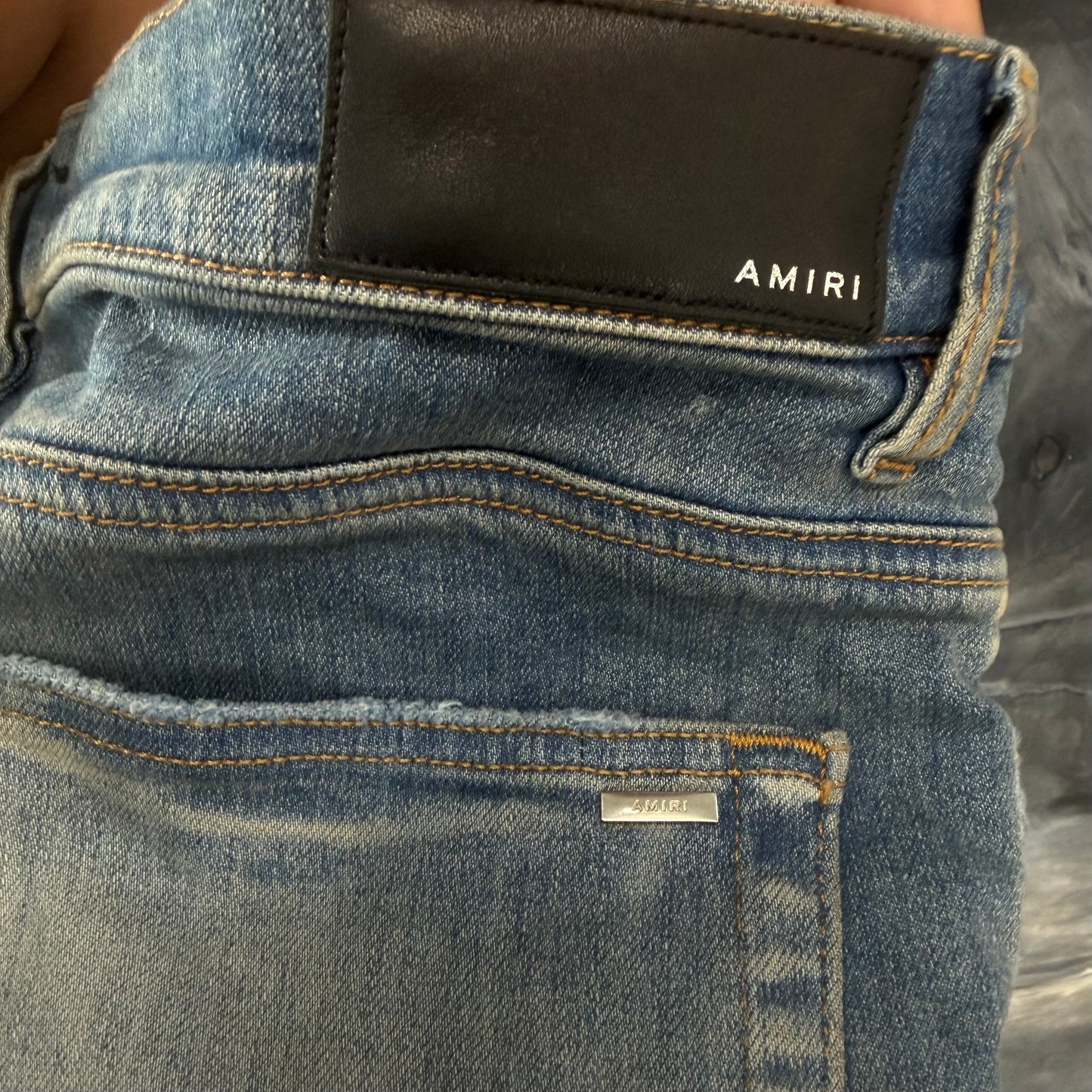 Amiri Men's MX1 Purple Spellout Denim