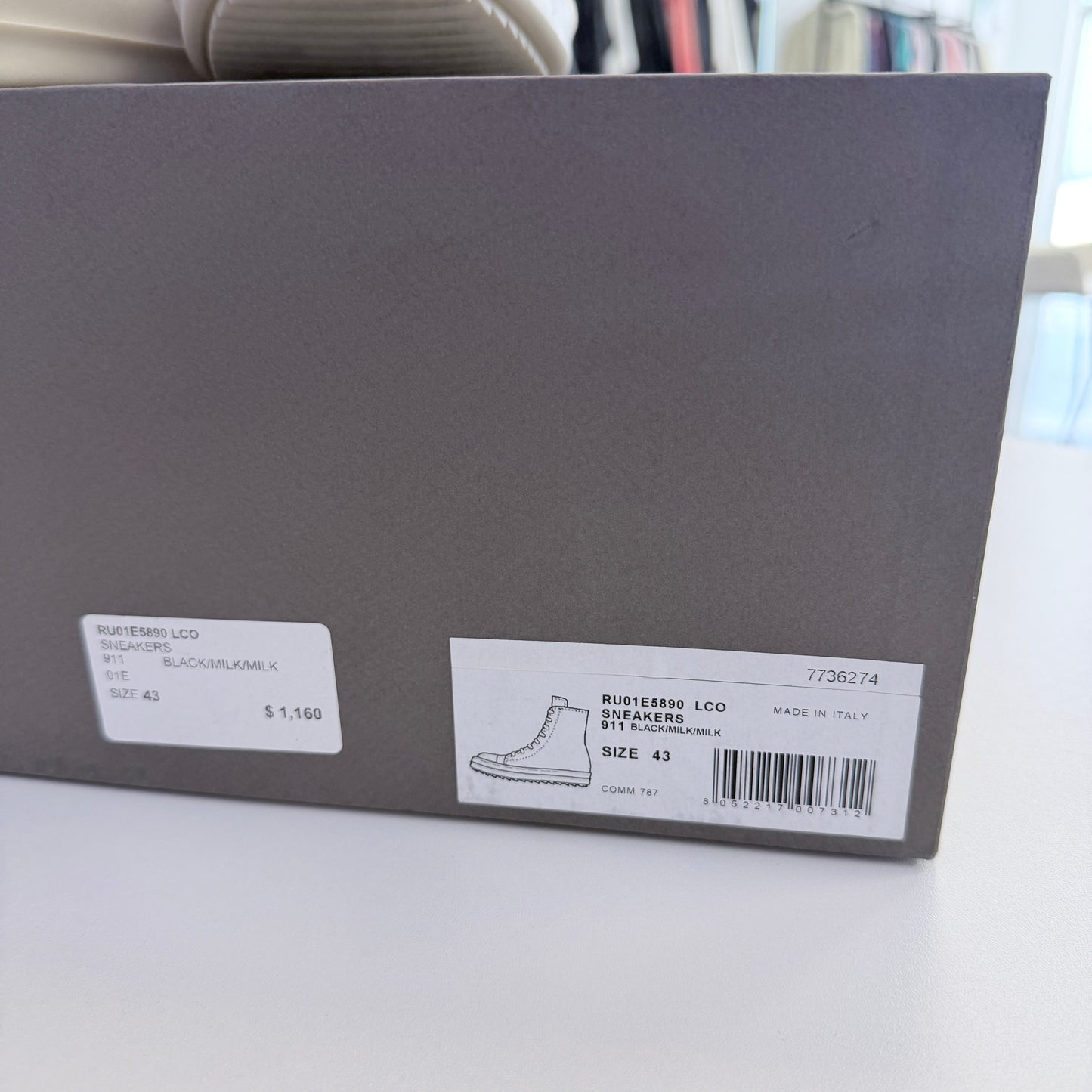 Rick Owens Concordians Leather High Black Milk Ramone’s (USED)