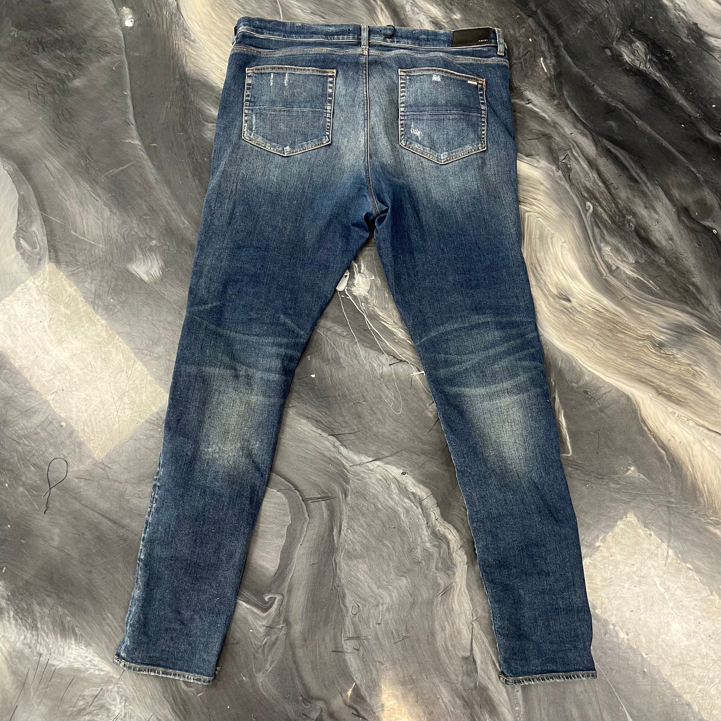 AMIRI MX1 Leather-Panelled Distressed Jeans