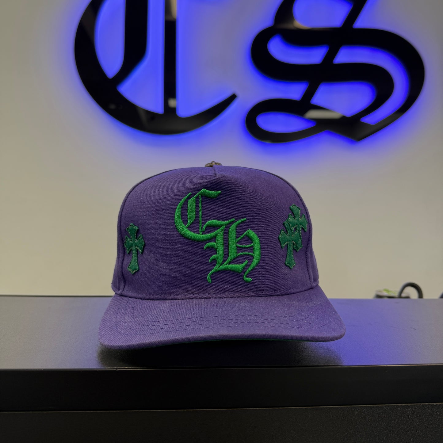 Chrome Hearts Purple Hat Green Patch