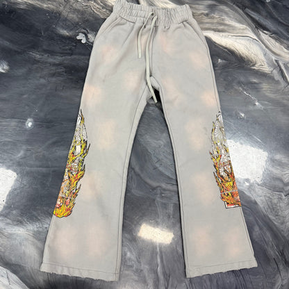 Who Decides War Faded Flame Glass Sweatpants Flares