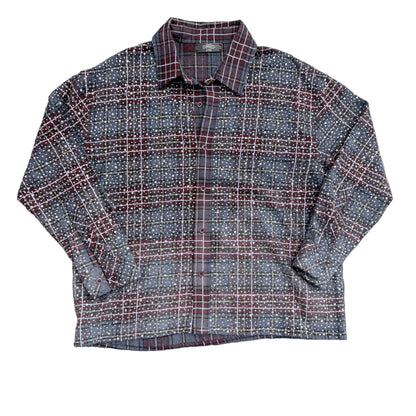 HMDD Crystal Studded Flannel Navy/Maroon