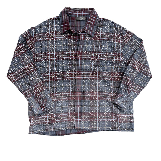HMDD Crystal Studded Flannel Navy/Maroon