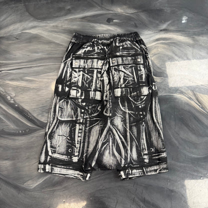 Rick Owens DRKSHDW Bauhaus Pod Shorts Black/White Foil