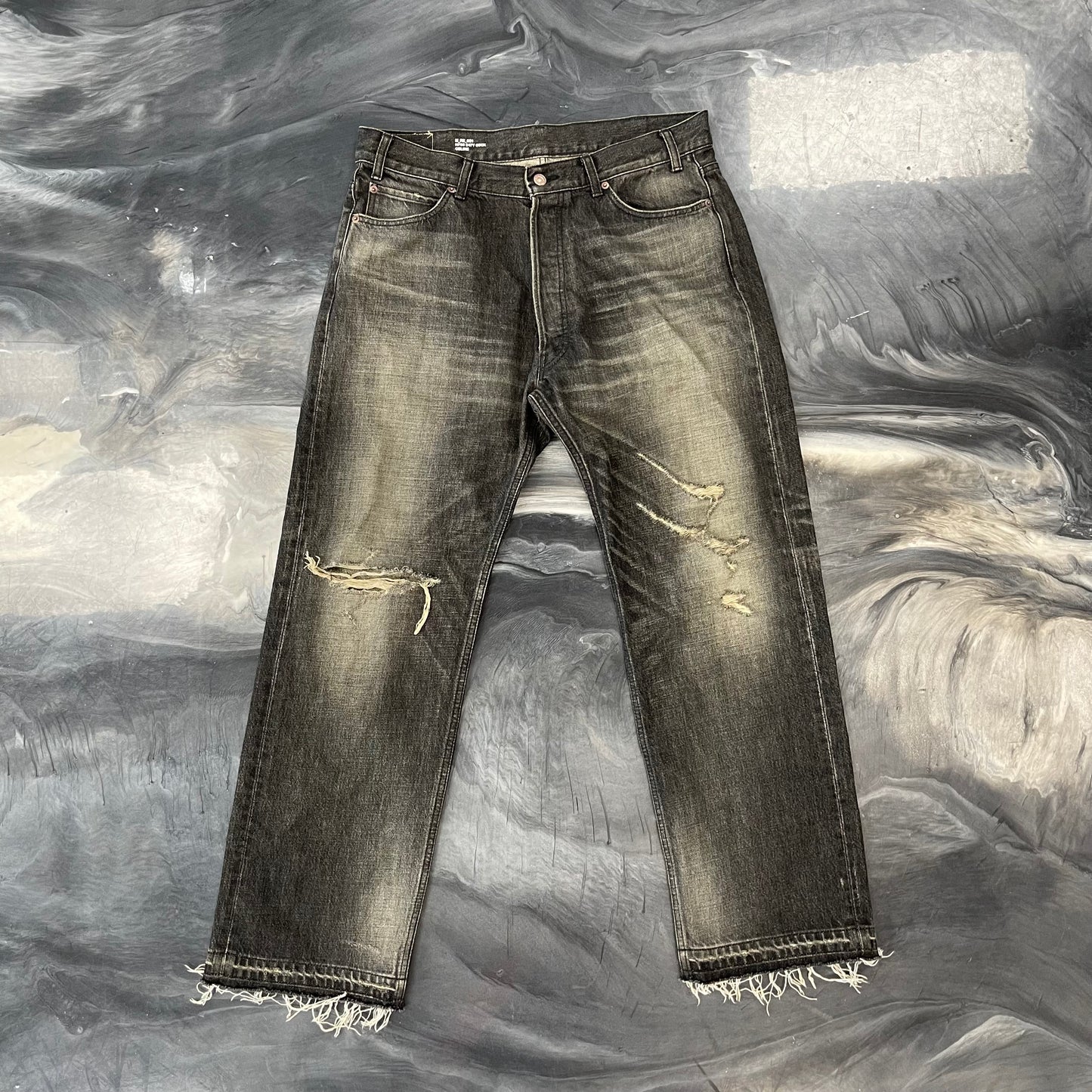Celine Men's Black Paradiso Destroyed Wesley Jeans