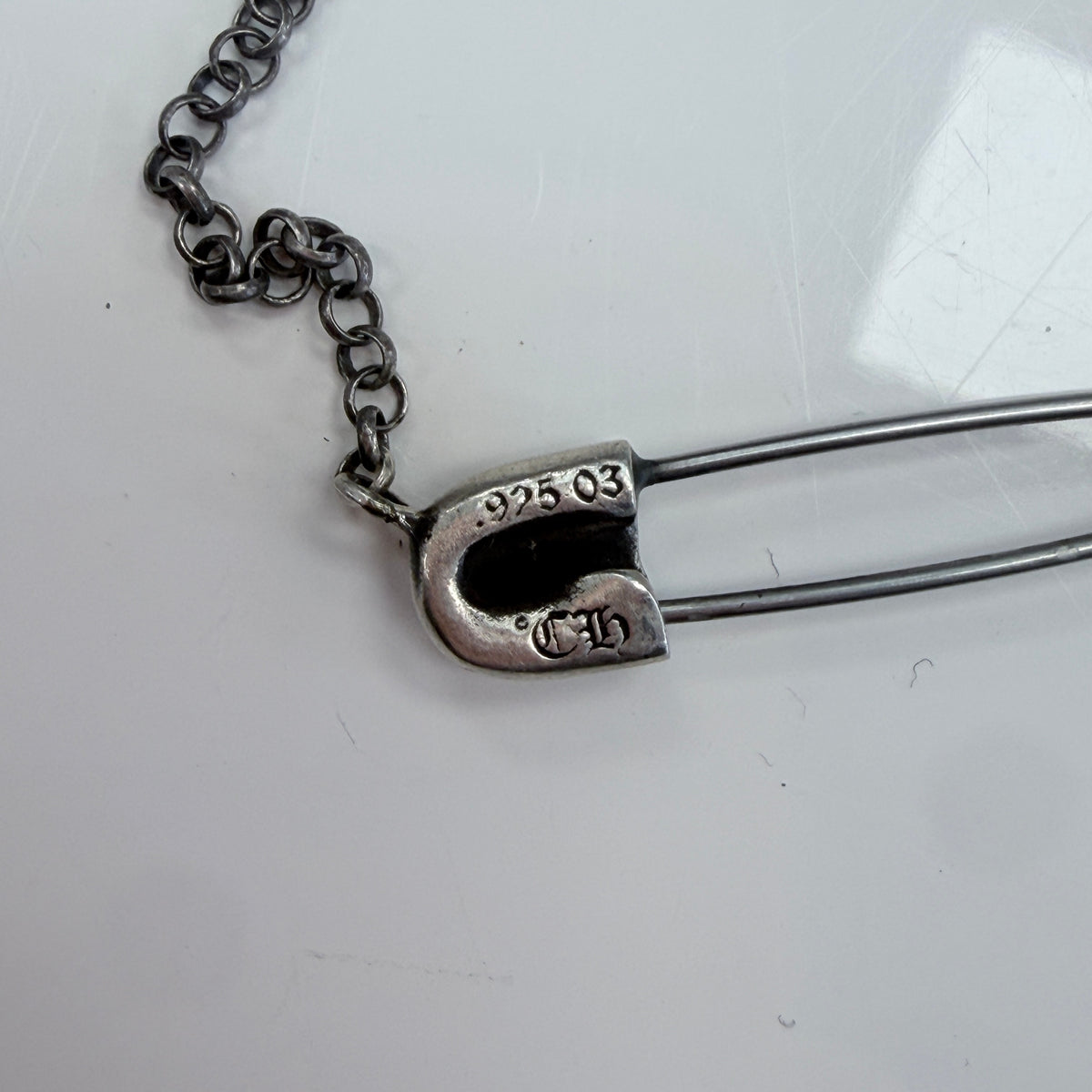 Chrome Hearts Diamond Safety Pin Necklace