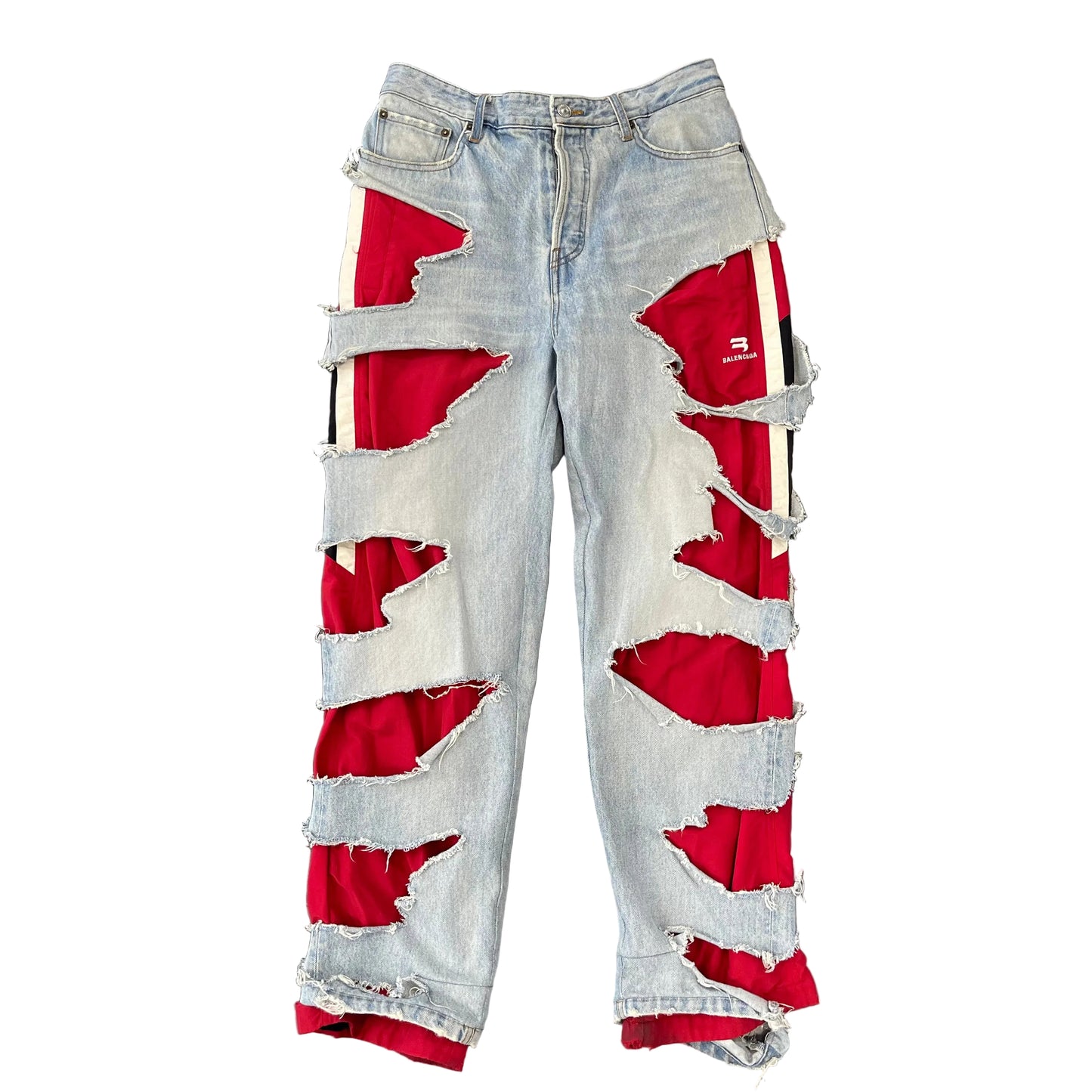 Balenciaga Slashed Sporty B Track Hybrid Denim jeans