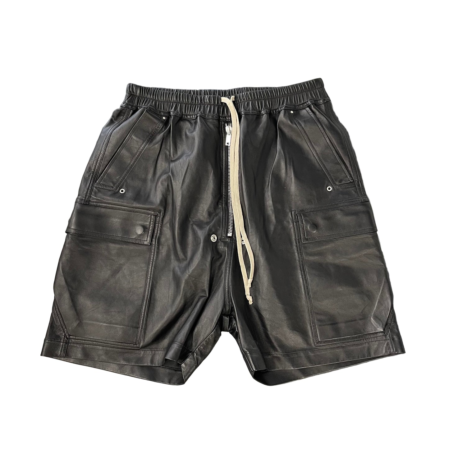 Rick Owens Cargo Bela Shorts Black leather