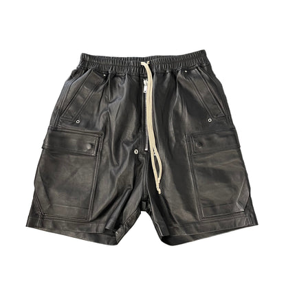 Rick Owens Cargo Bela Shorts Black leather