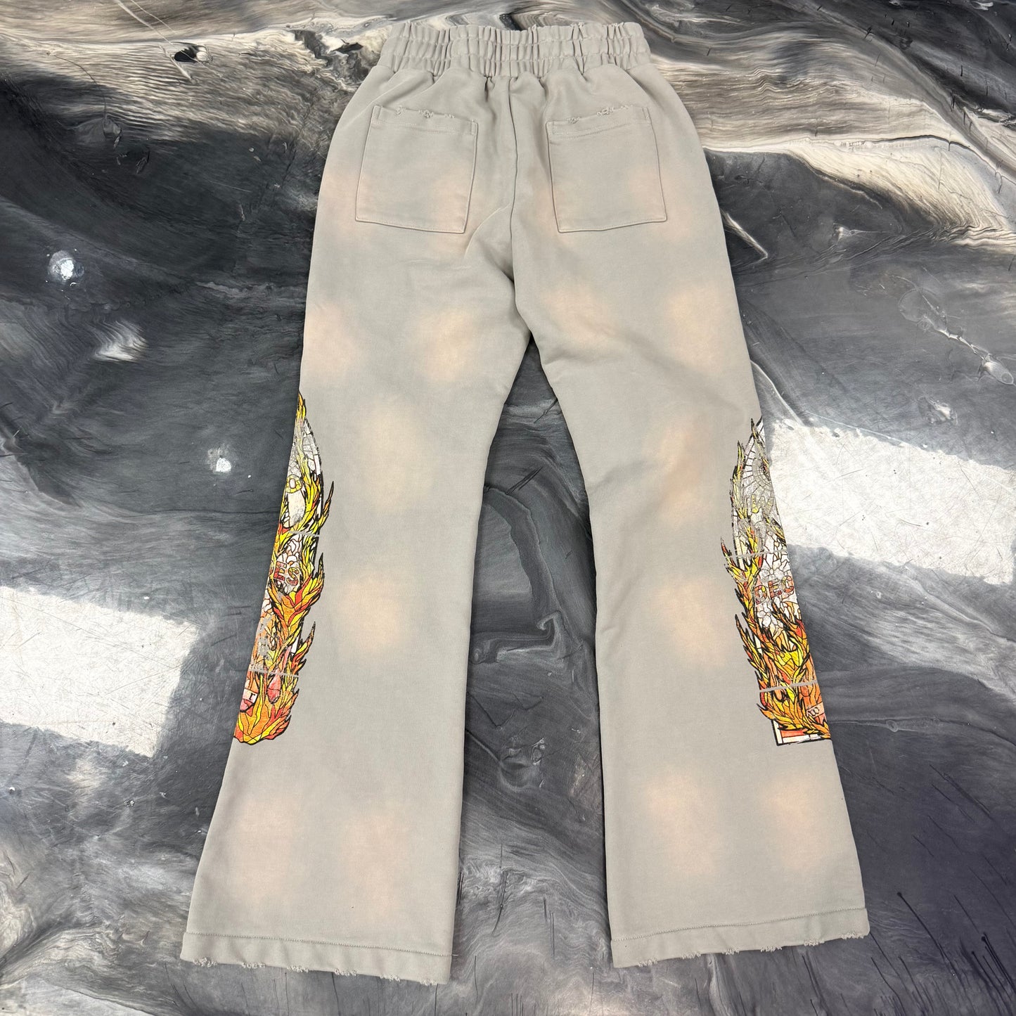 Who Decides War Faded Flame Glass Sweatpants Flares