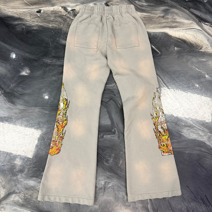Who Decides War Faded Flame Glass Sweatpants Flares