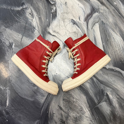Rick Owens Ramone Highs Red / White (USED NO BOX)