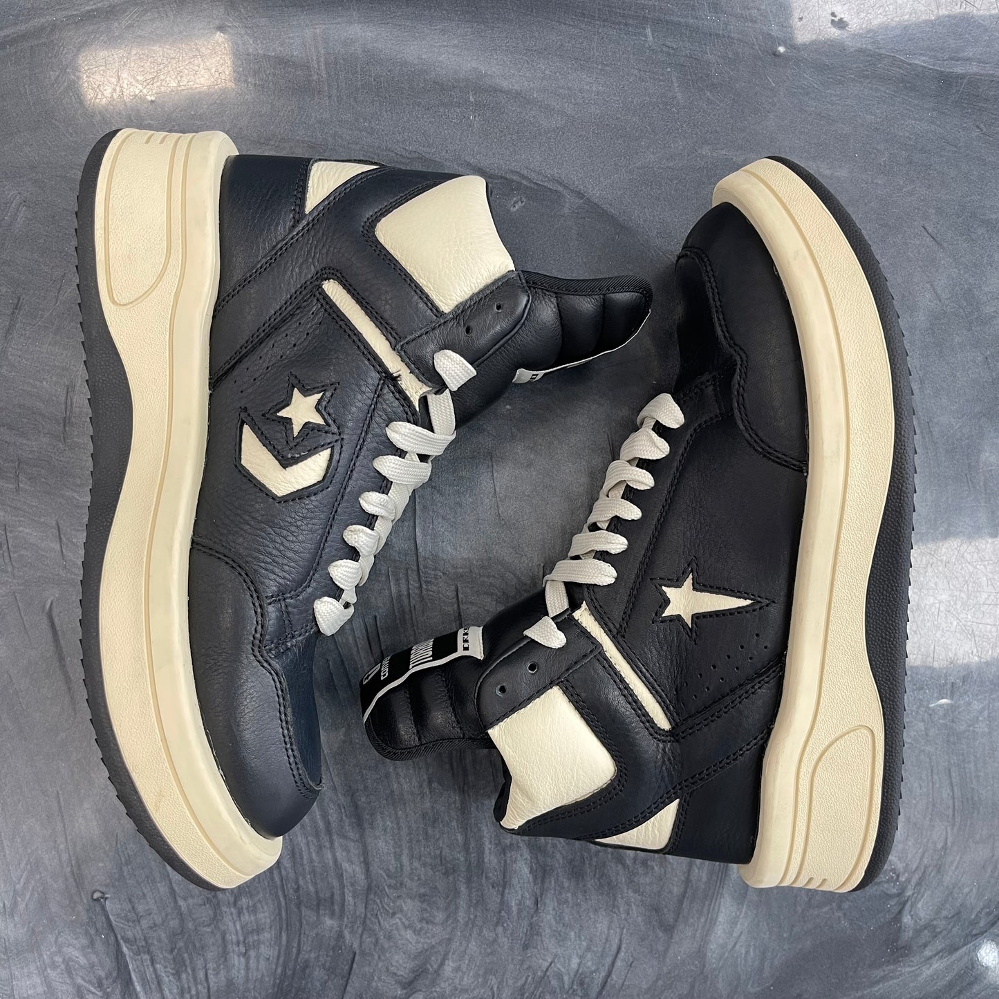 Rick Owens X Drkshdw  TURBOWPN Mid 'Black Cloud Cream' (USED)