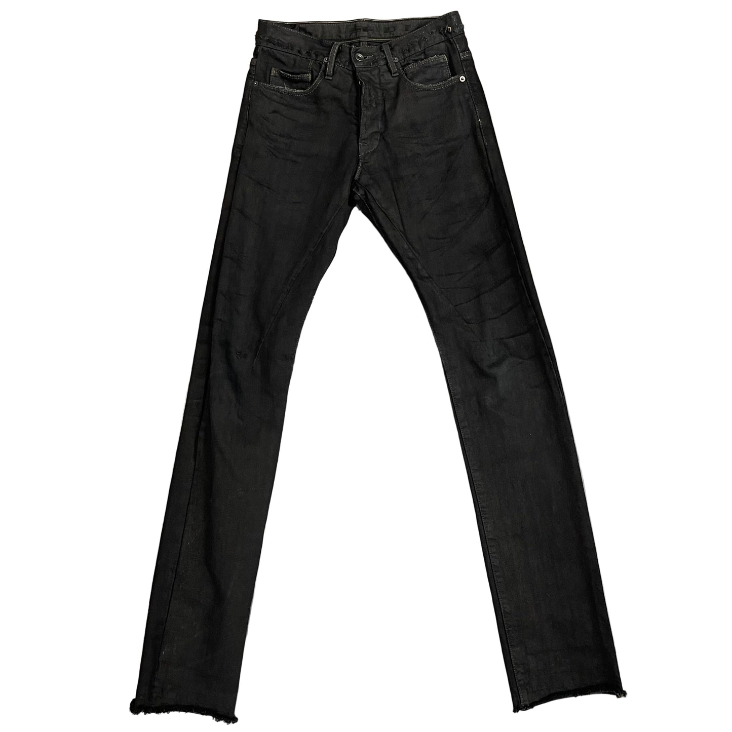 Rick Owens Black Waxed Detroit Jeans