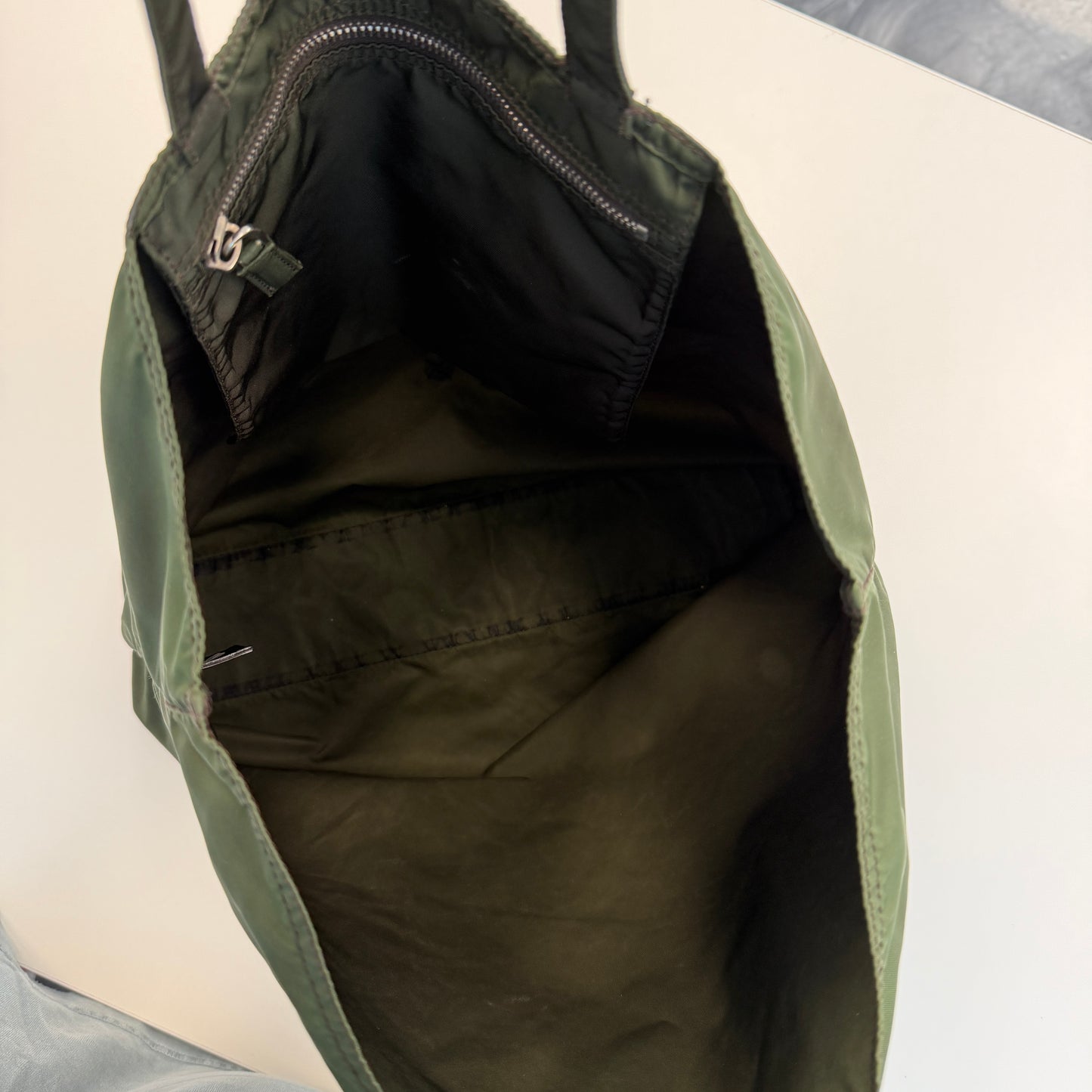 Prada Tessuto Robot Green Nylon Tote Bag