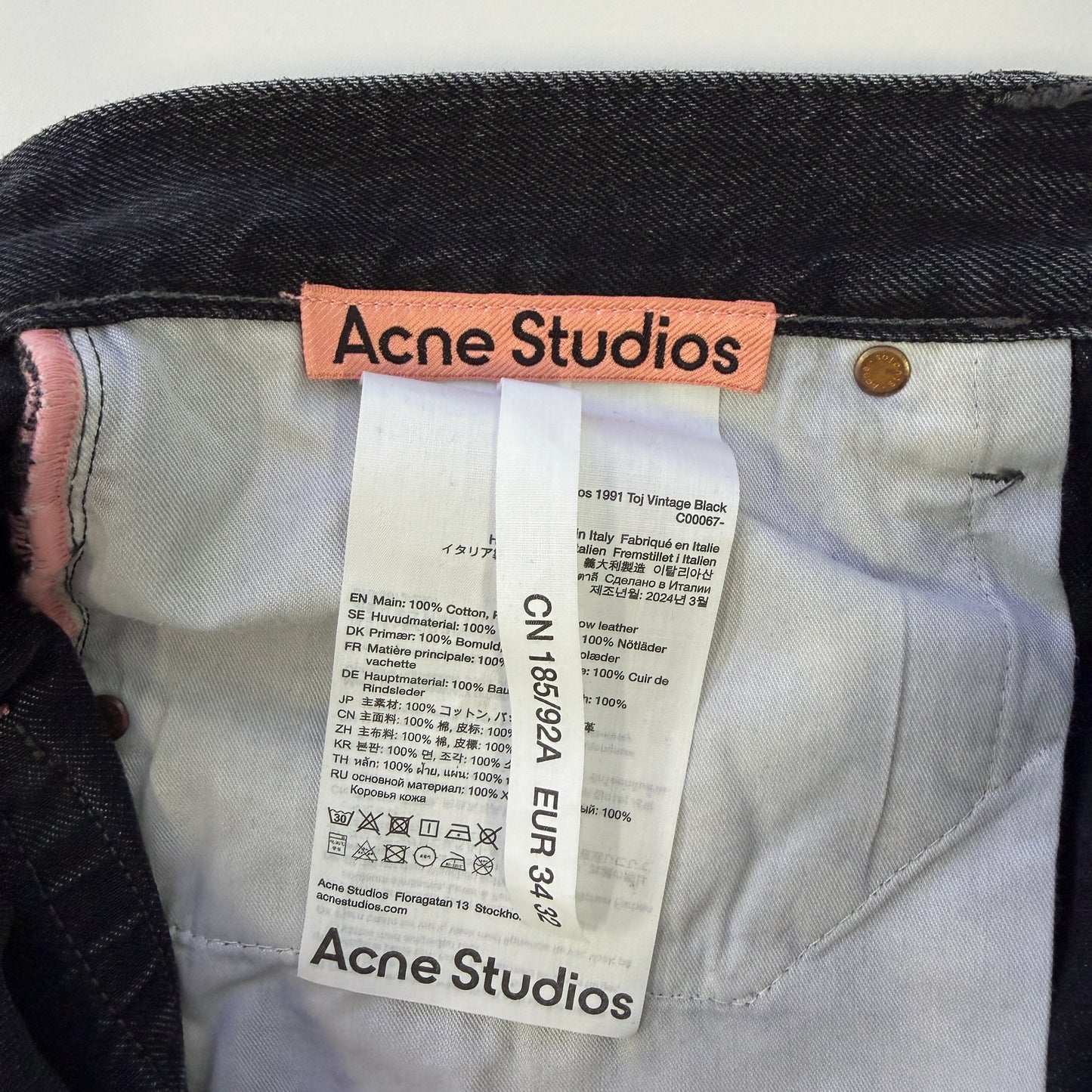 Acne Studios 1991 Toj Vintage Black Denim Jeans